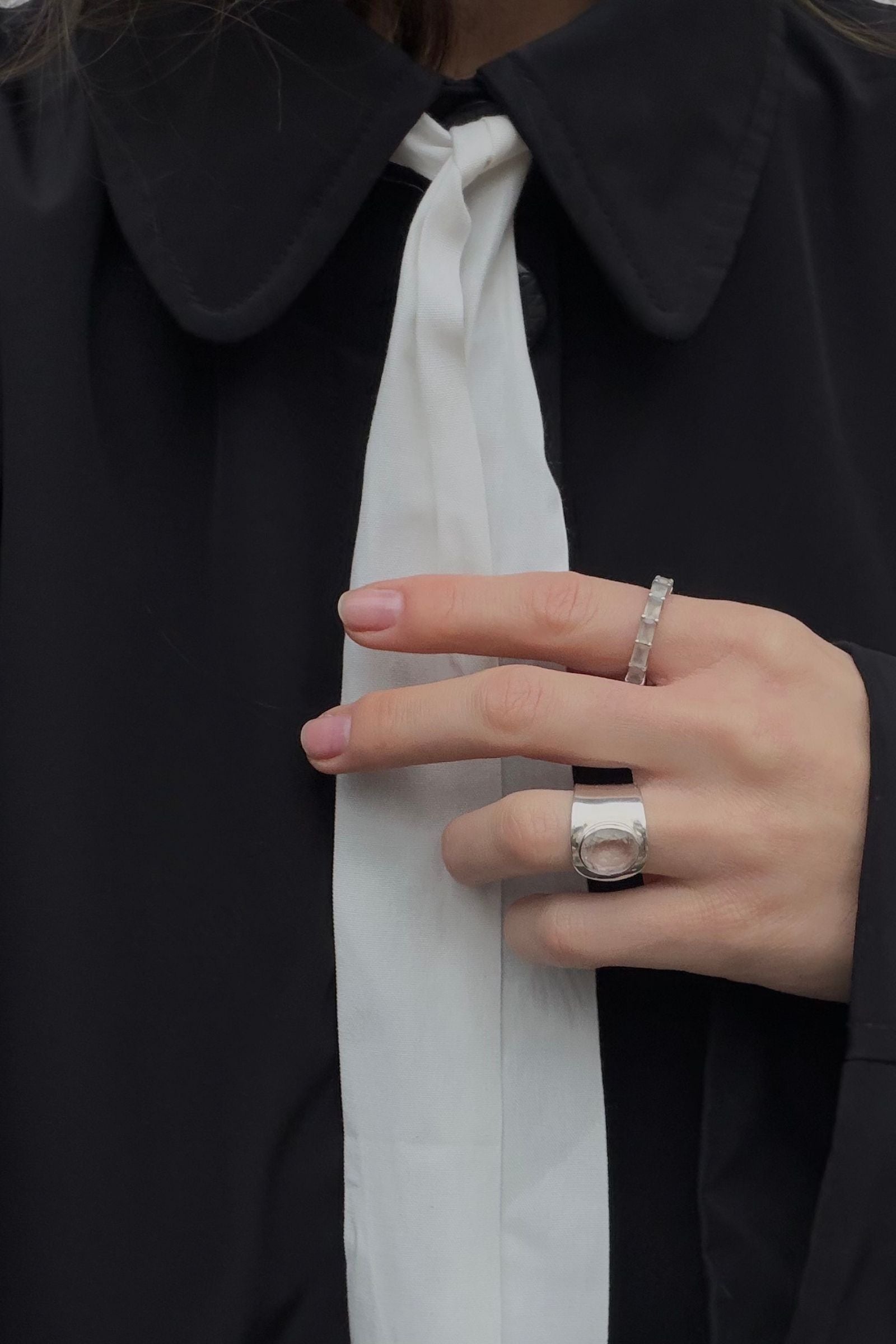 Ring no.5 White Agate Eternity