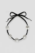 Silk ribbon necklace no. 1 giant crystal rain drops