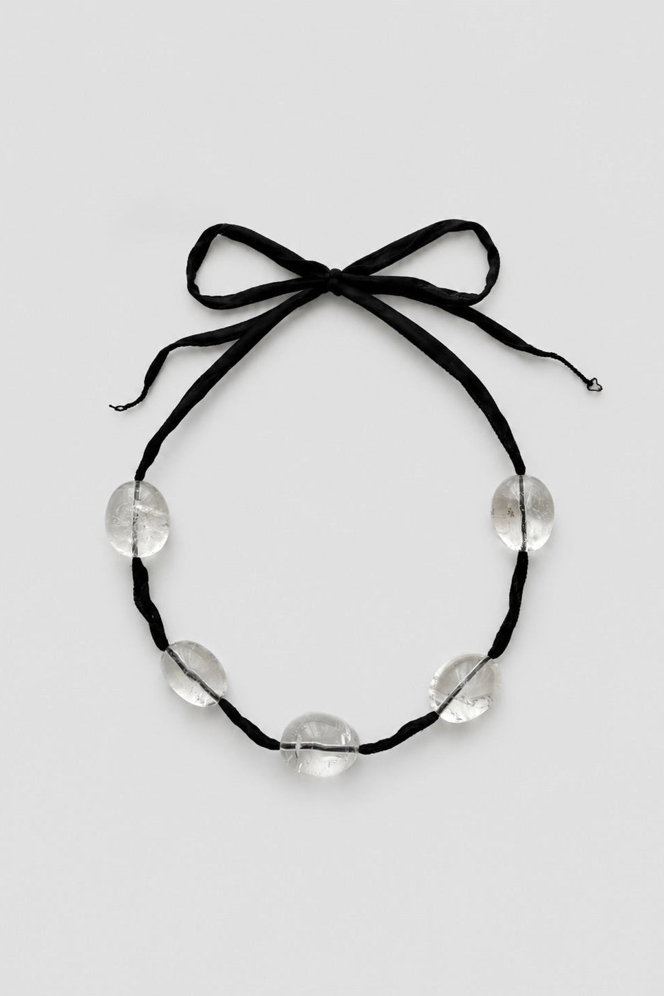 Silk ribbon necklace no. 1 giant crystal rain drops
