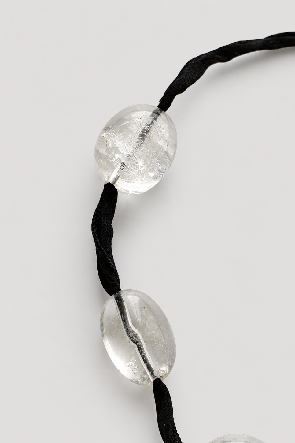 Silk ribbon necklace no. 1 giant crystal rain drops